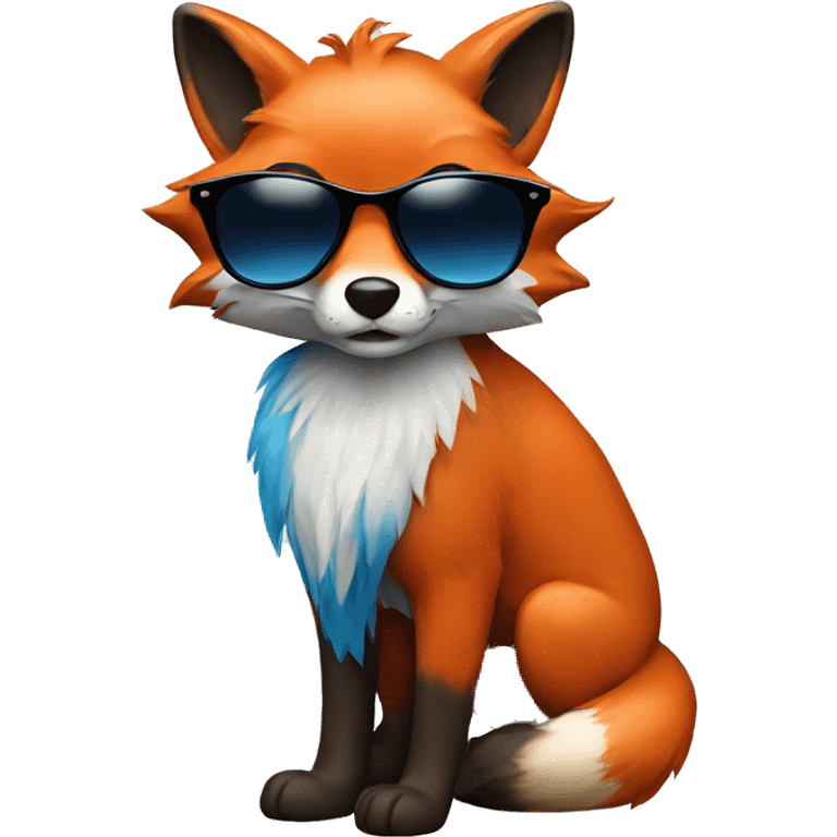 Red Fox with blue hair and sunglasses emoji