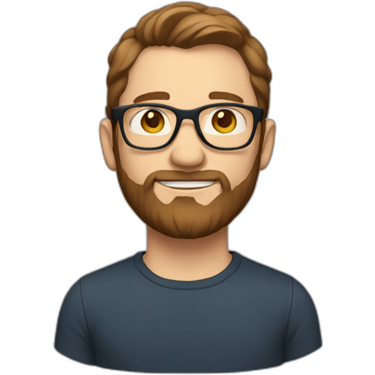 white man with short brown hair and beard wearing glasses emoji