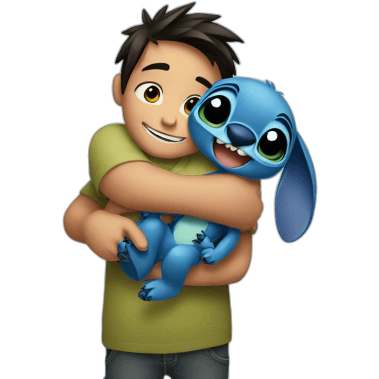 Stitch hugging a boy emoji