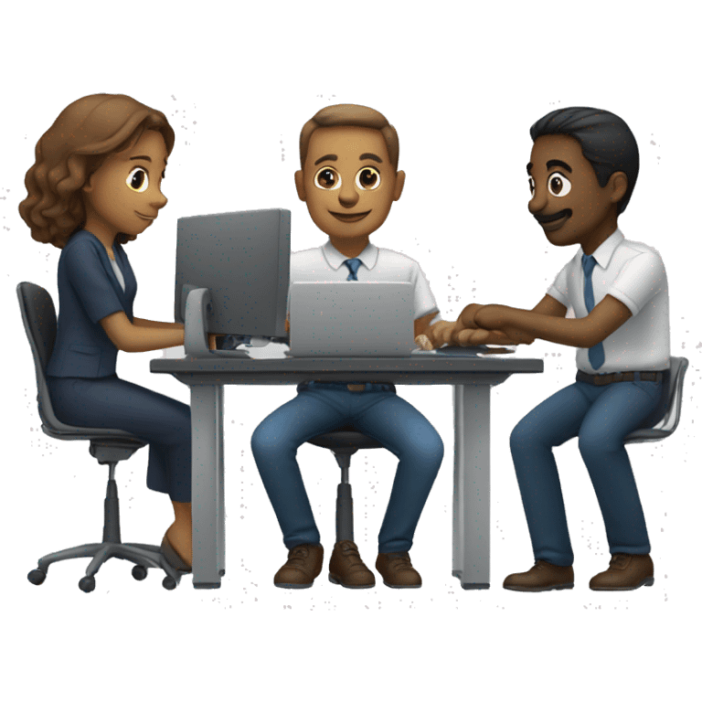 three people working together on computers emoji