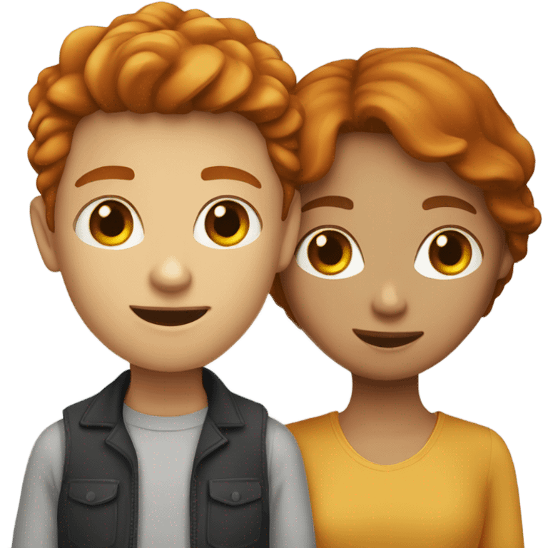 Brunette girl and ginger boy  emoji