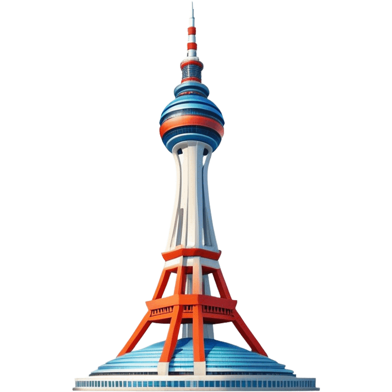 Cinematic Realistic N Seoul Tower Landmark Emoji, showcasing a futuristic tower with panoramic views rendered with sleek textures and vibrant, modern lighting. emoji