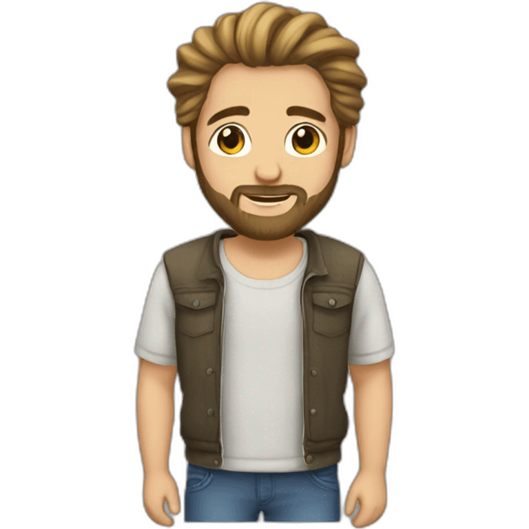 man with man bun and beard with t shirt emoji