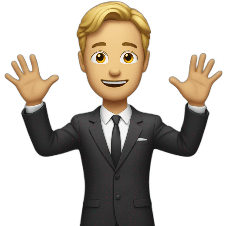 man in suit holding out his arms emoji