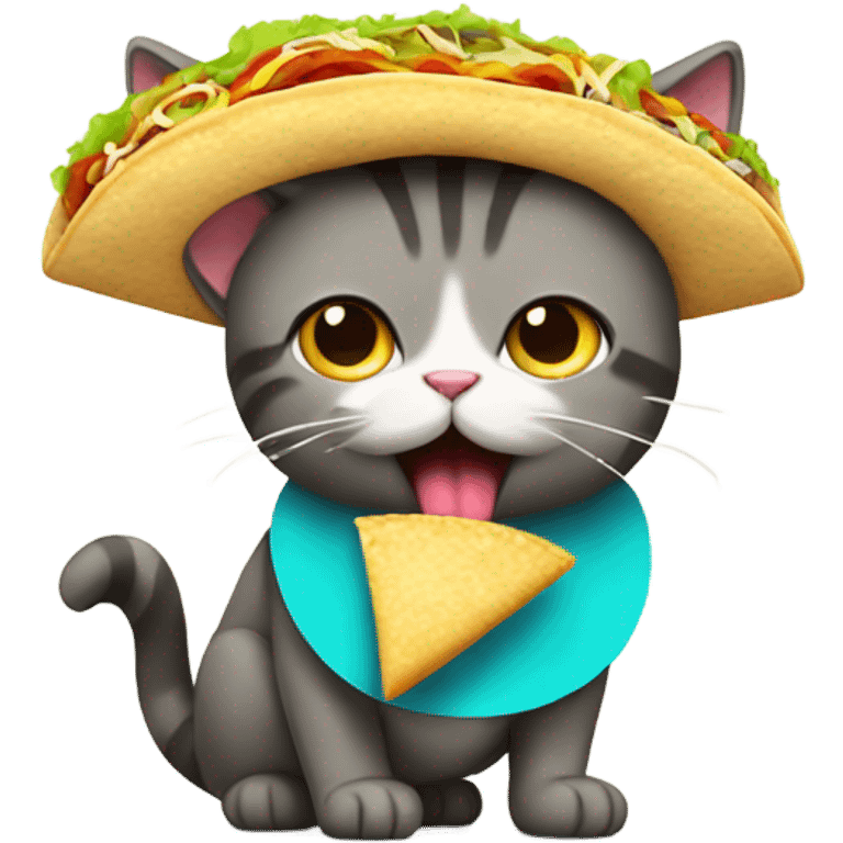 Cat eating a taco emoji