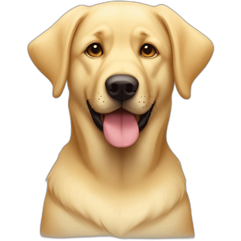 Light yellow lab one floppy ear one stand up ear  German shepherd face mutt chubby face emoji