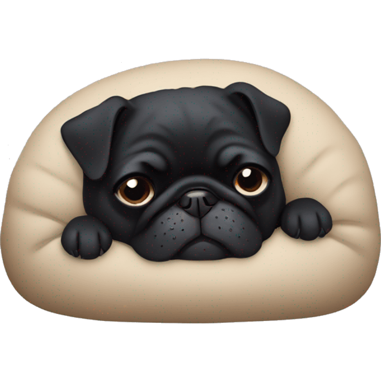 Black pug sleeping  emoji