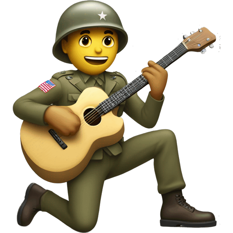 American ww2 soldier with eletric guitar  emoji