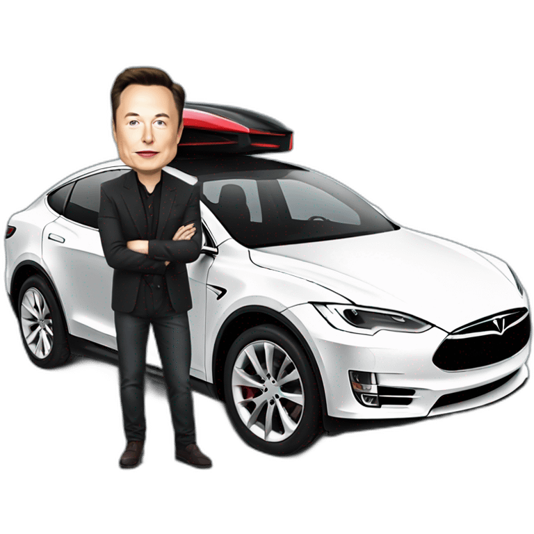 Elon musk et sa voiture tesla emoji