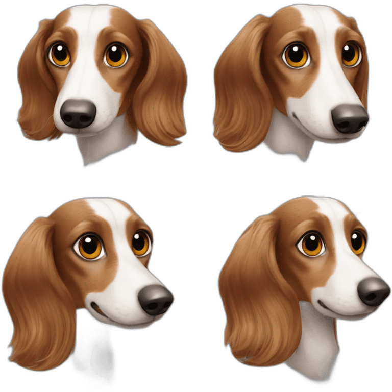 Long haired dachshund harlequin eyes Véron emoji