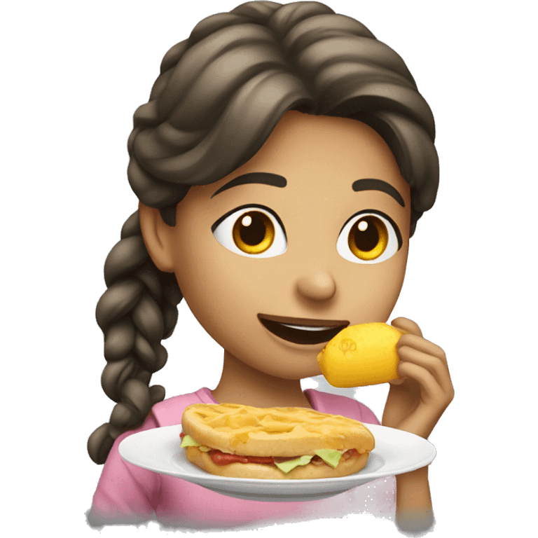 Pretty girl eating  emoji