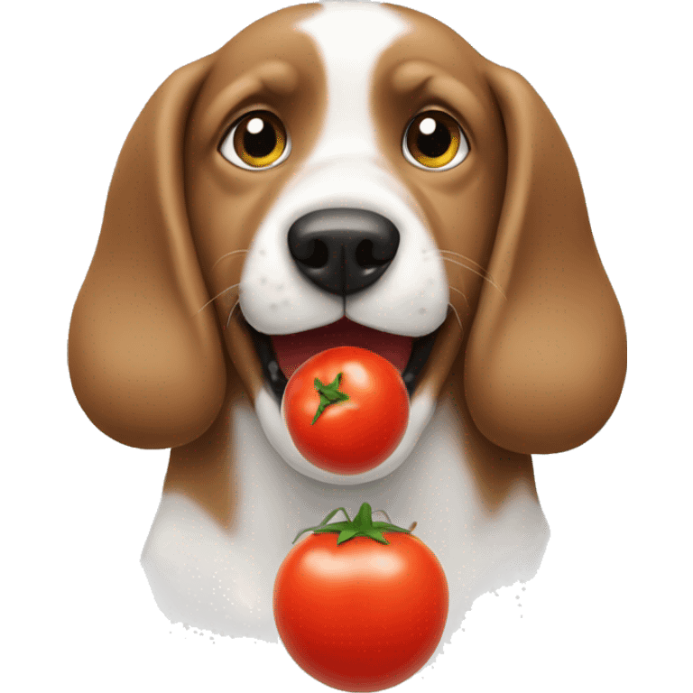 Dog eating tomatos emoji