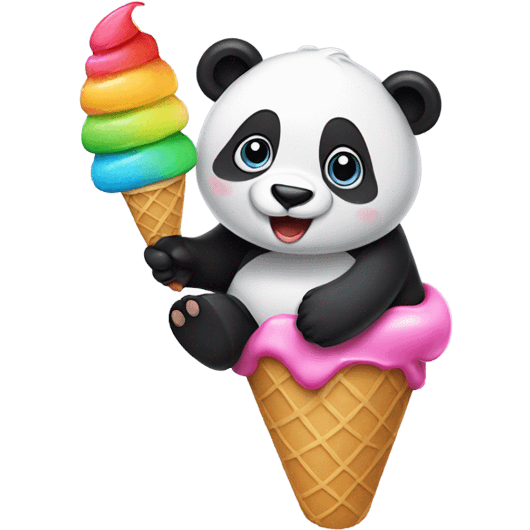 Panda eating ice cream emoji