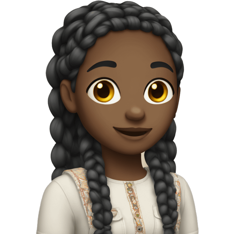 black girl with boho braids and braces emoji