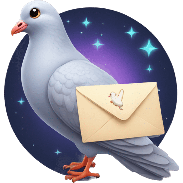 pigeon with magical letter emoji