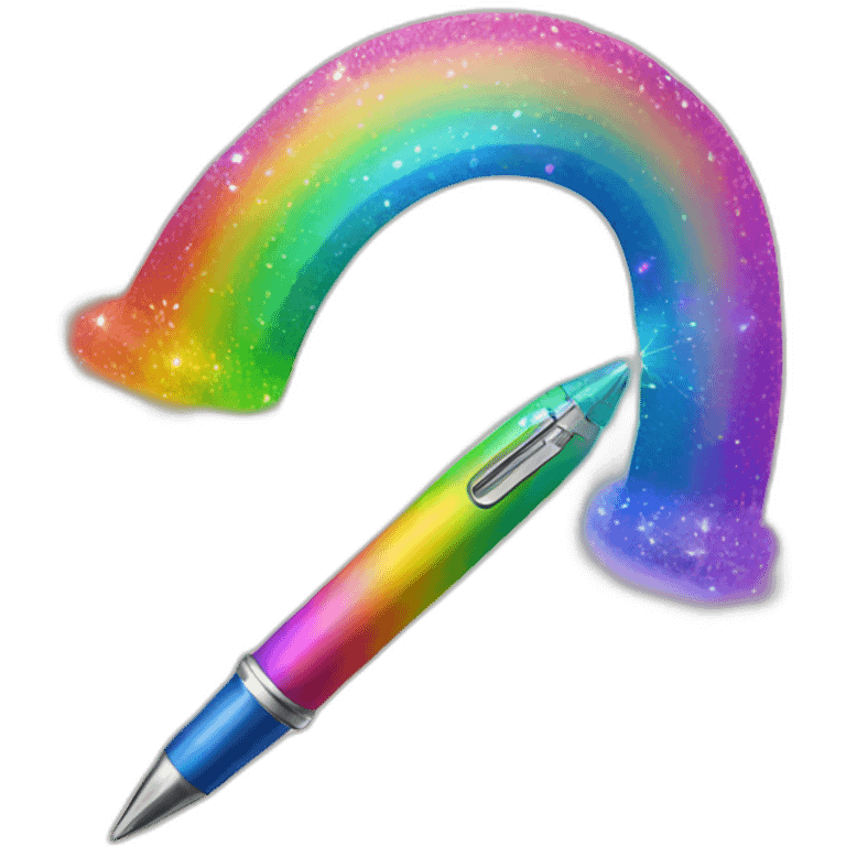 magic rainbow pen and paper with sparkle emoji