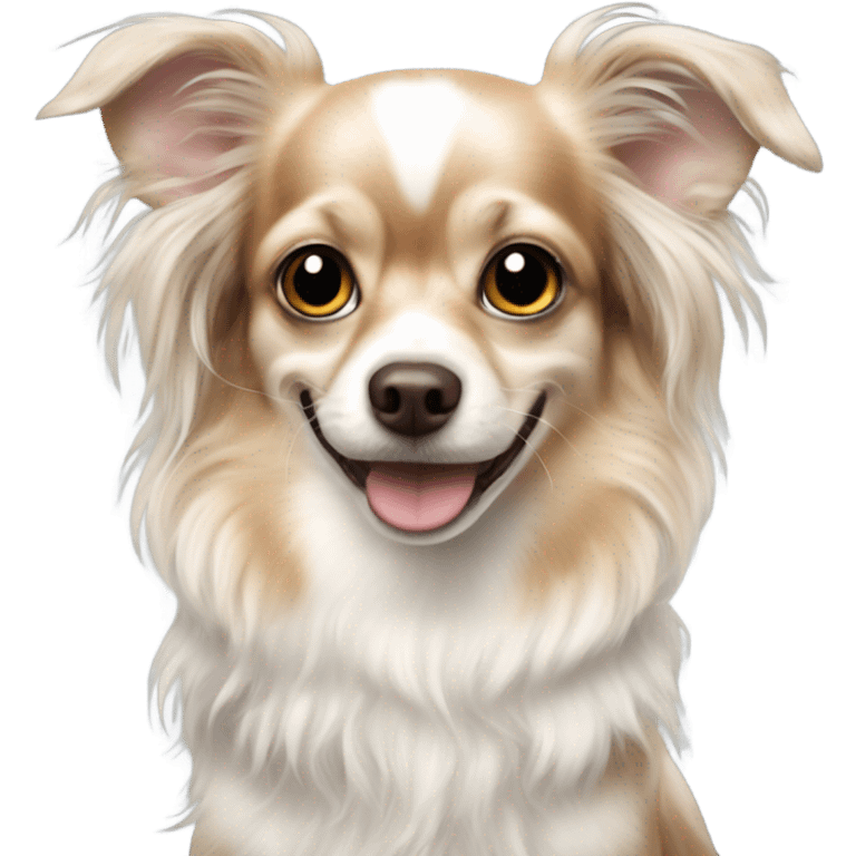 Long haired Merle Chihuahua heavily spotted emoji