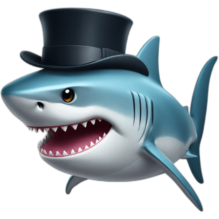 Shark with a top hat emoji