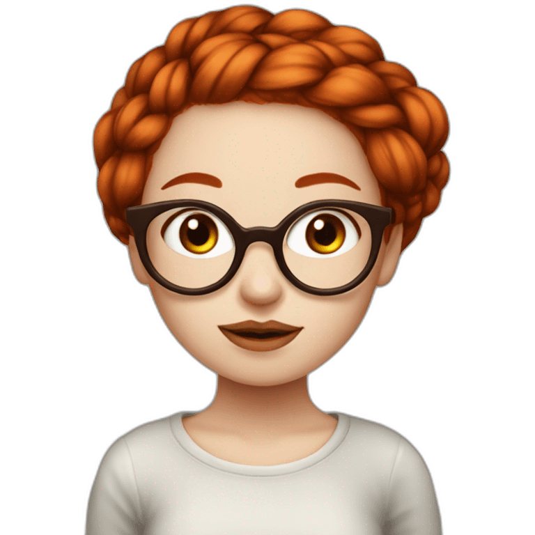 Redhead emo Artist painter girl with a braid and very large round glasses emoji