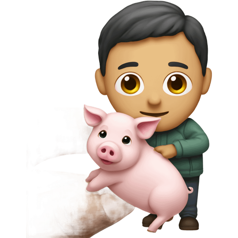 Holding a very tiny pig emoji