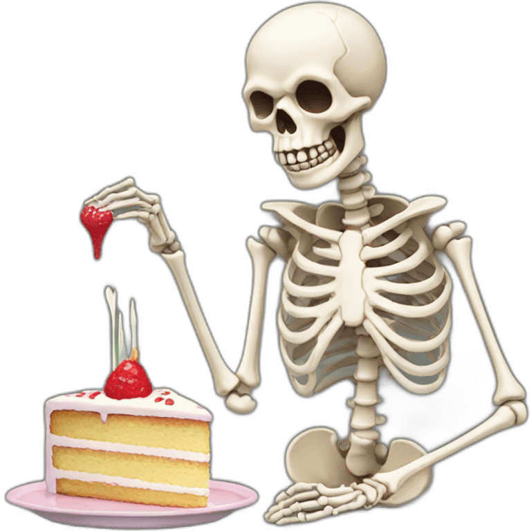 skeleton eating cake emoji