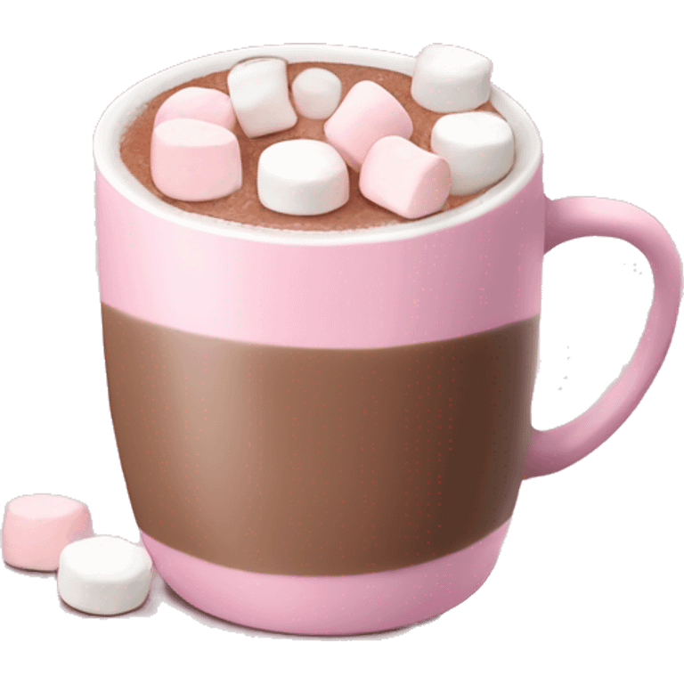 Light Pink mug of hot chocolate with marshmallows  emoji