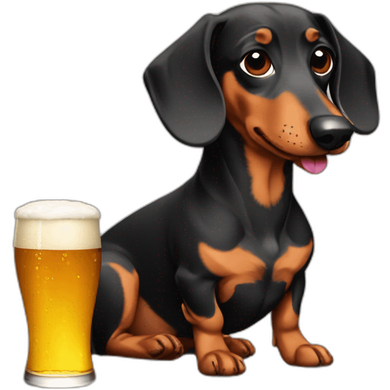 dachshund drinking beer emoji