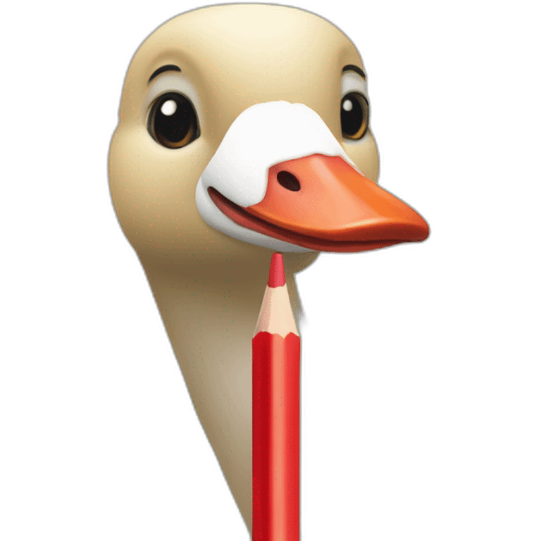 a geese holding a red pencil emoji