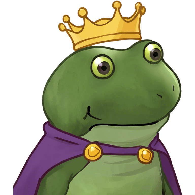 bufo the king wearing a purple cape and gold crown emoji