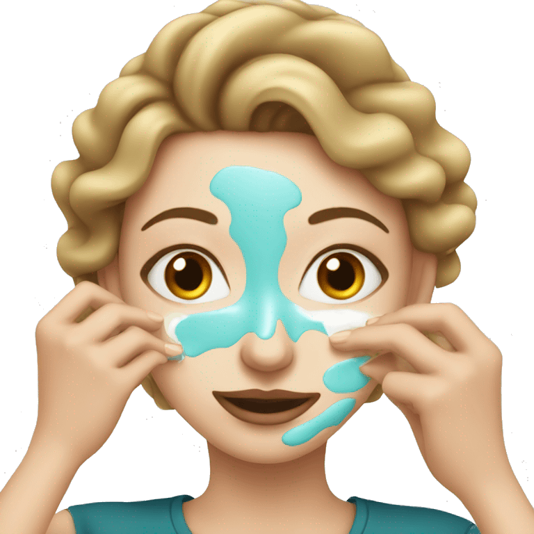 white girl applying cream on face emoji