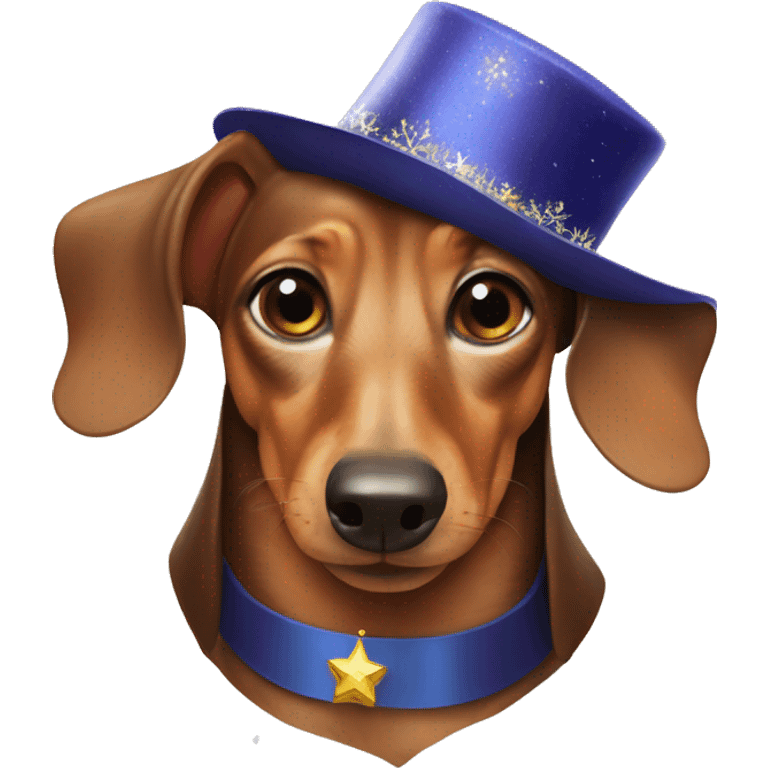 dachshund in a New Year's hat emoji