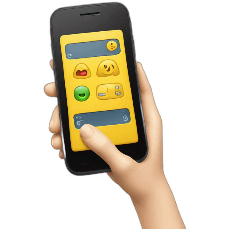 smartfones interface with yellow hand emoji