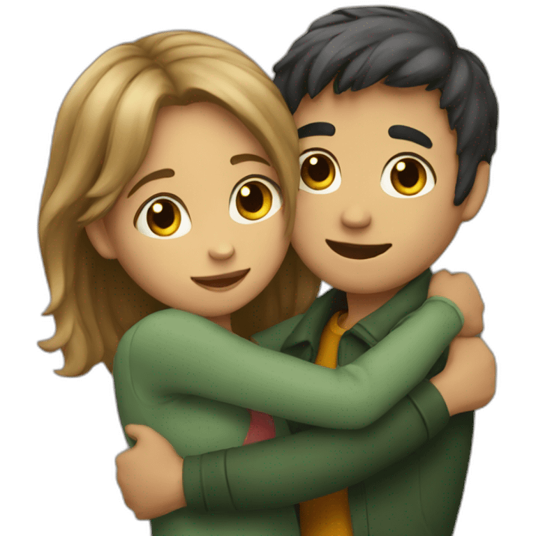 Girl and boy hugging emoji