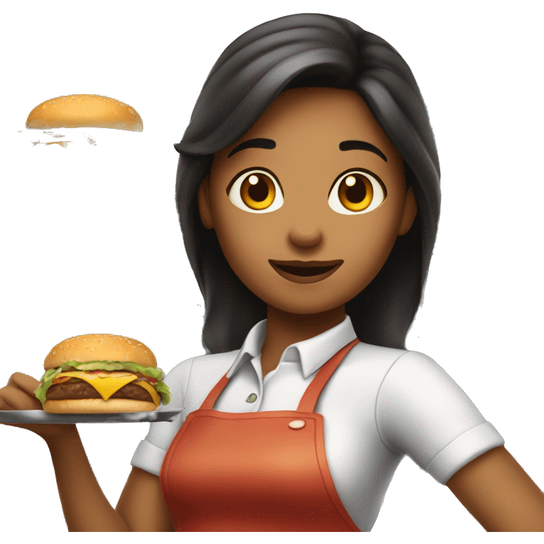 Girl working as a waitress at a burger restaurant  emoji