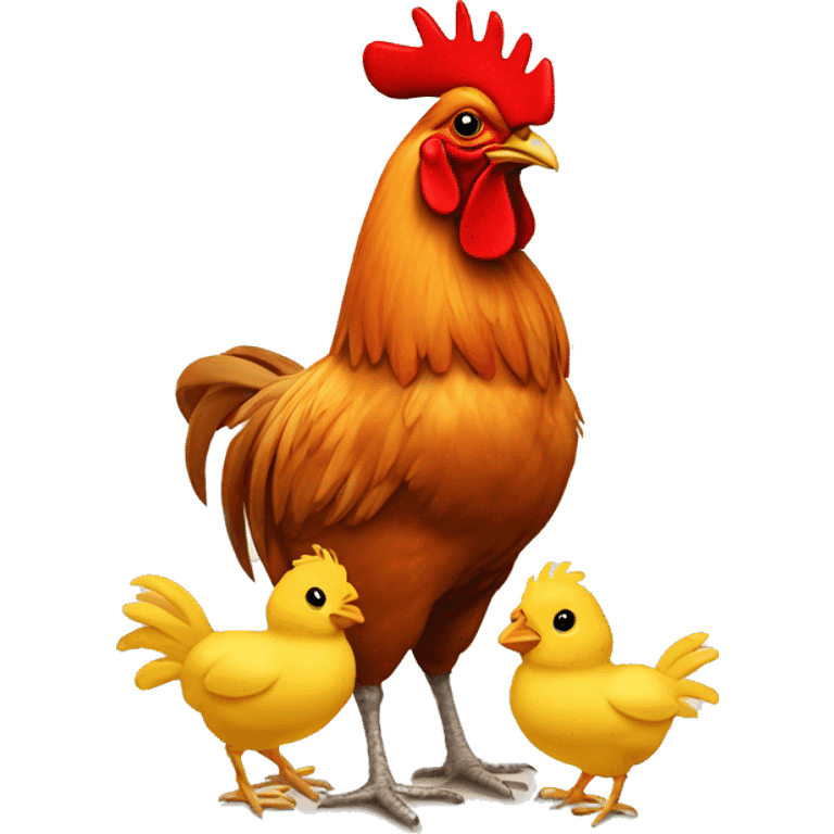 Dad rooster with baby chicks emoji