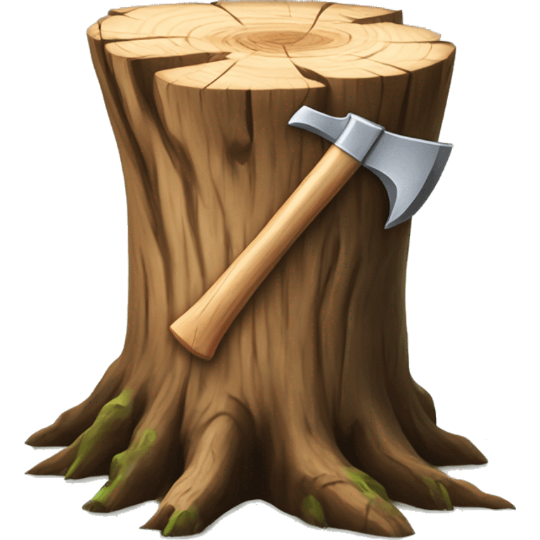 Tree stump with an axe cleaved in  it  emoji