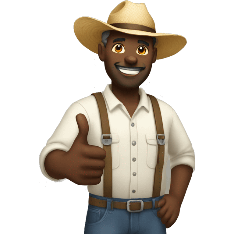 Black farmer welcoming with thumbs up emoji