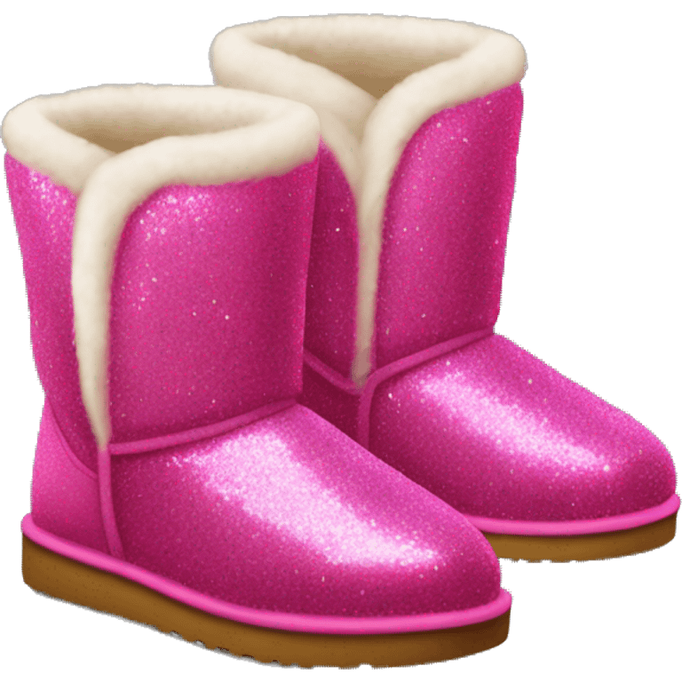 Realistic hot pink glitter and fur Ugg boots. emoji