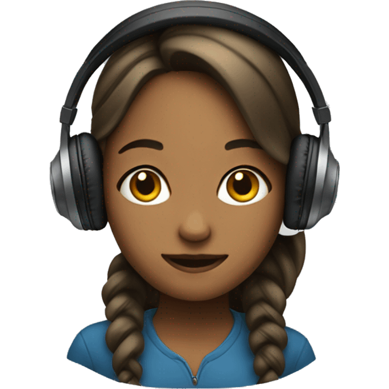 Girl listening a music on headphones  emoji