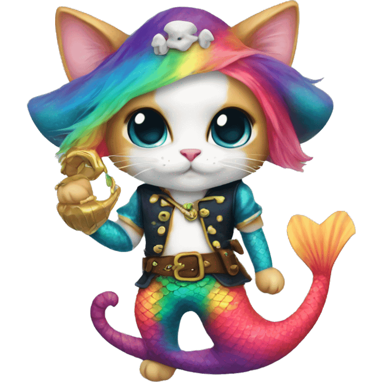 Rainbow mermaid kitty cat pirate emoji