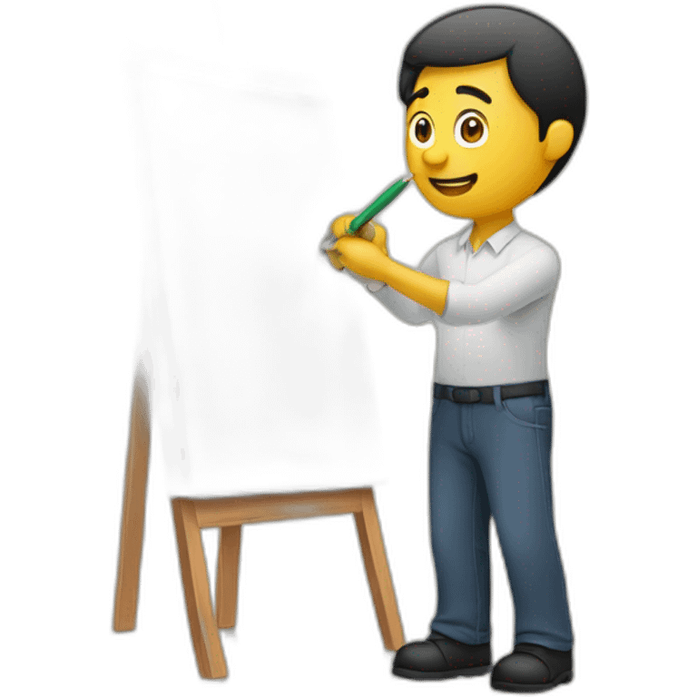 Man writing on a marker board emoji