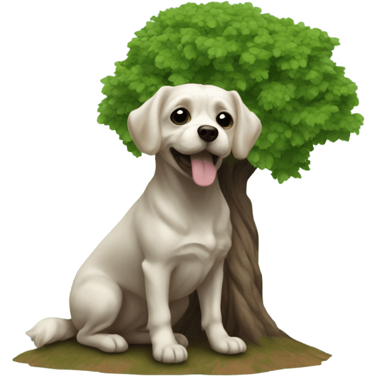 Malteser Dog with Tree emoji