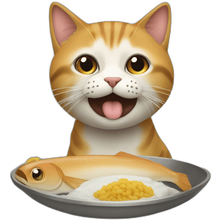 Chat qui mange du thon emoji