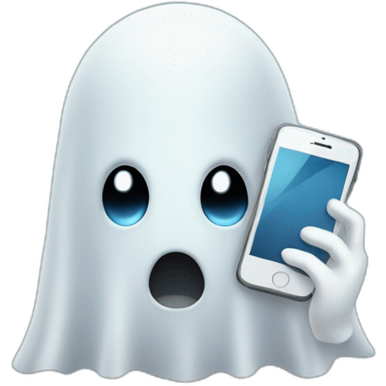 ghost with phone emoji