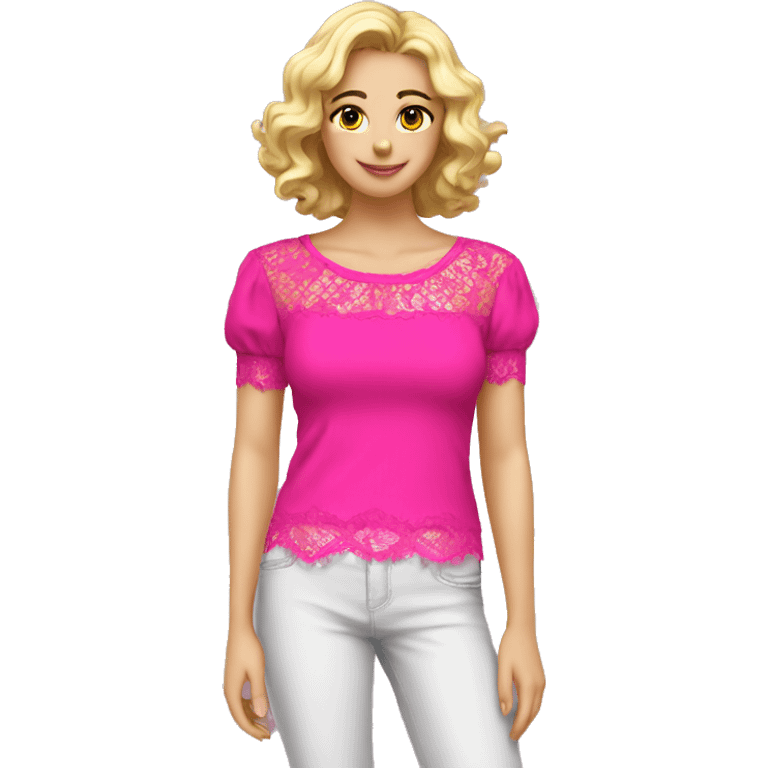  Hot pink top with lace emoji