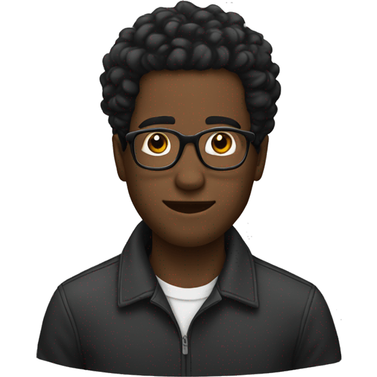 black male with glasses and hair, facing sideways to the right  emoji