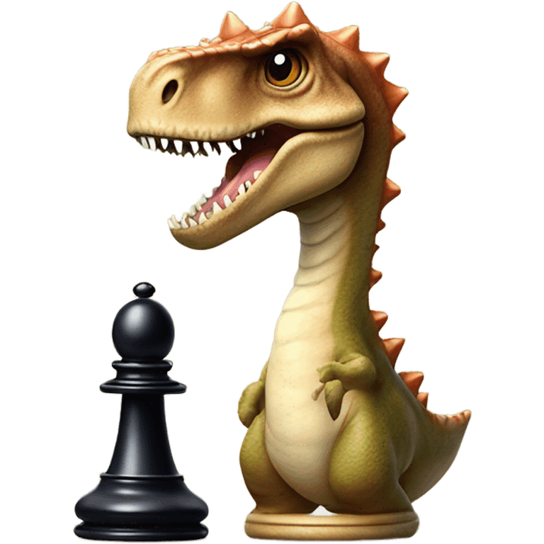 dinosaur holds a queen chess piece in its paw emoji