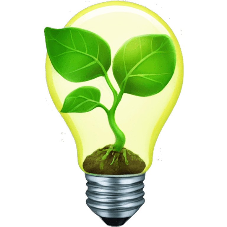 a plant sprout inside a glowing idea lightbulb emoji