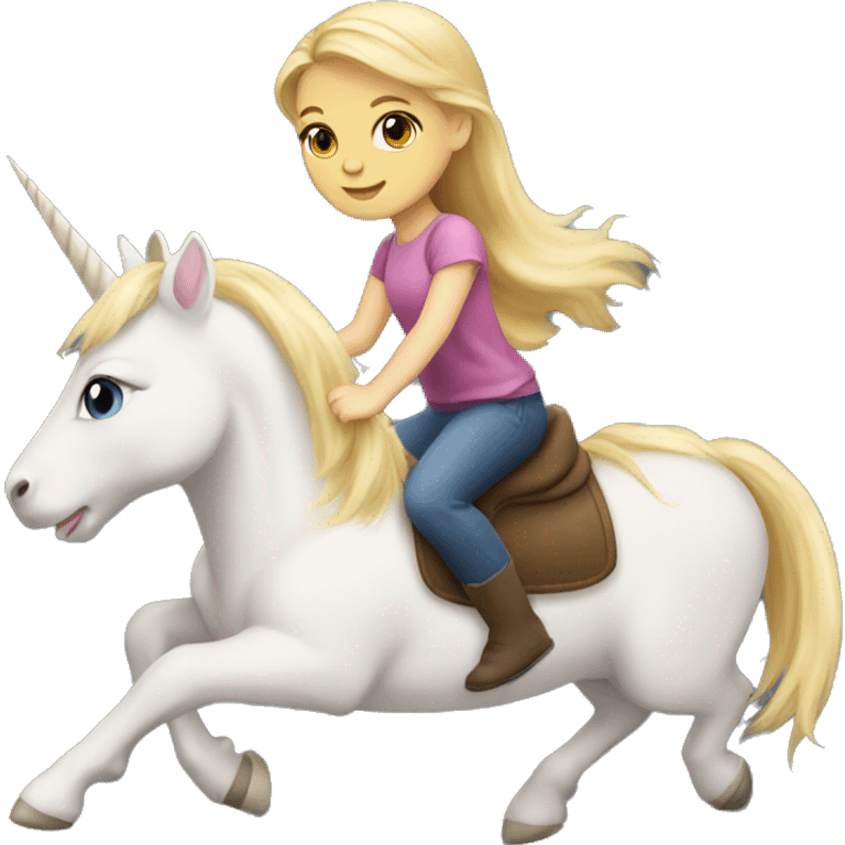 Blonde haired girl riding a unicorn cat emoji