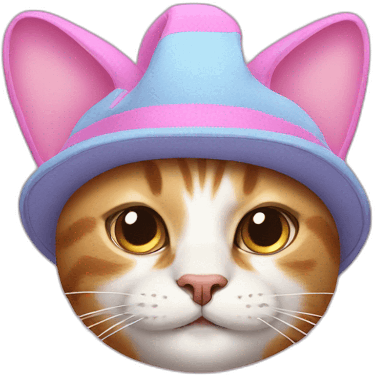 cat with a pink hat on his head emoji